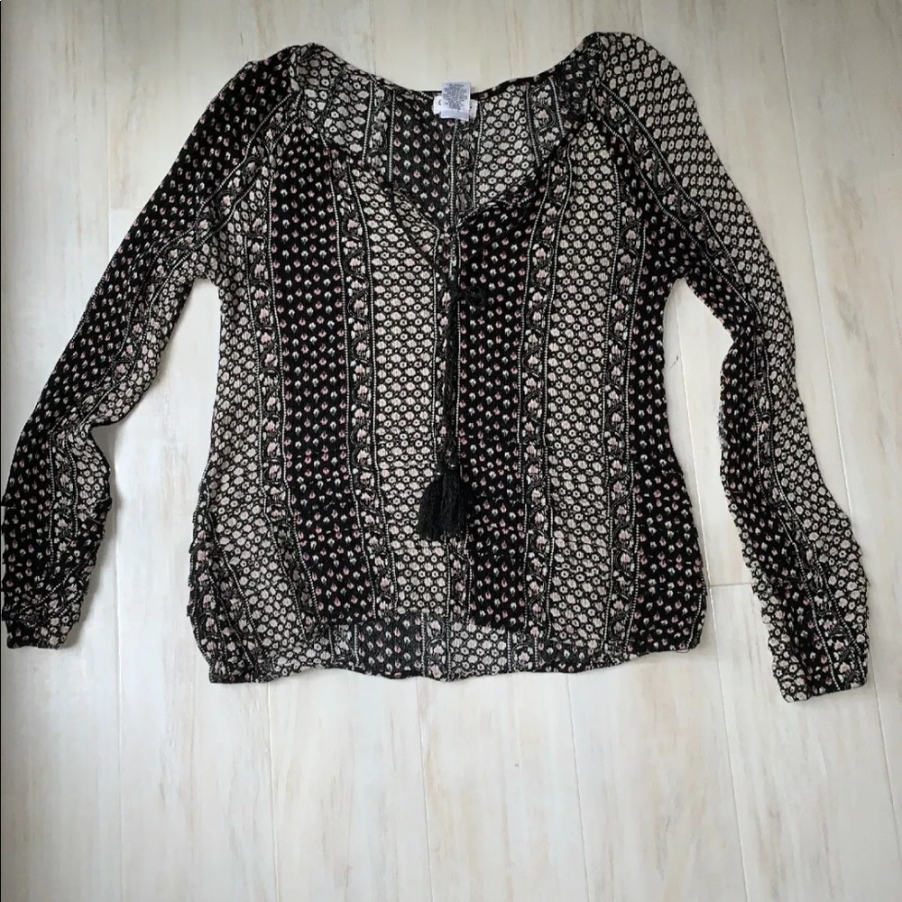 Boho print long sleeve blouse